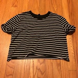 Black and white striped crop top